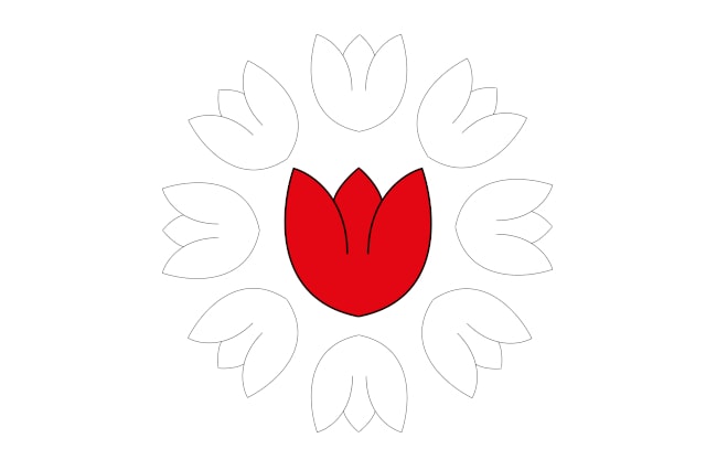 symbol tulipan otoczony innymi tulipanami